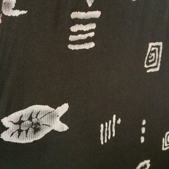 Vintage 1990s Slip Dress Size M Stretch Black White Fish Abstract Beach Maxi - Picture 2 of 6